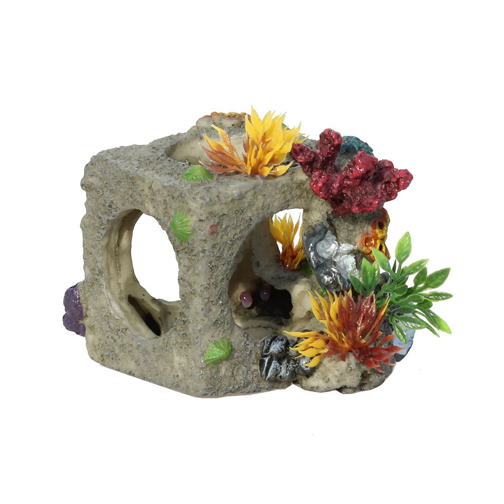 Aquarium Fish Hiding Spot - 1 ชิ้น หินปะการังจำลองสำหรับตกแต่งตู้ปลา จุดซ่อนตัวปลา ของตกแต่งเพื่อเพิ่มความสวยงามให้กับตู้ปลา ดูแลง่าย