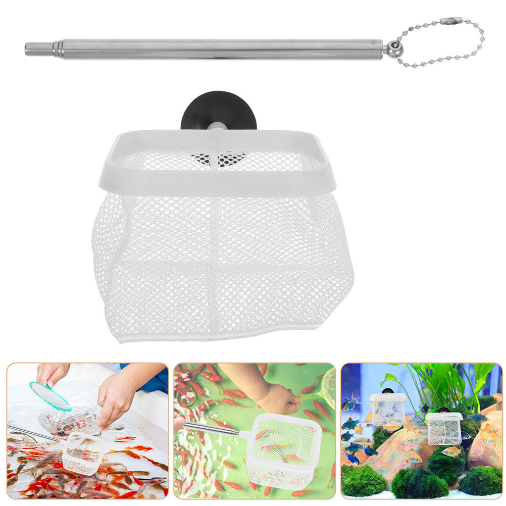 Aquarium Fish Net Small - ตาข่ายกรองตู้ปลาสแตนเลสแบบยืดหดได้ 2 ชิ้น ตาข่ายละเอียดสำหรับตู้ปลาขนาดเล็ก ดีไซน์ถอดประกอบได้ ปลอดภัยสำหรับกุ้งและปลากัด